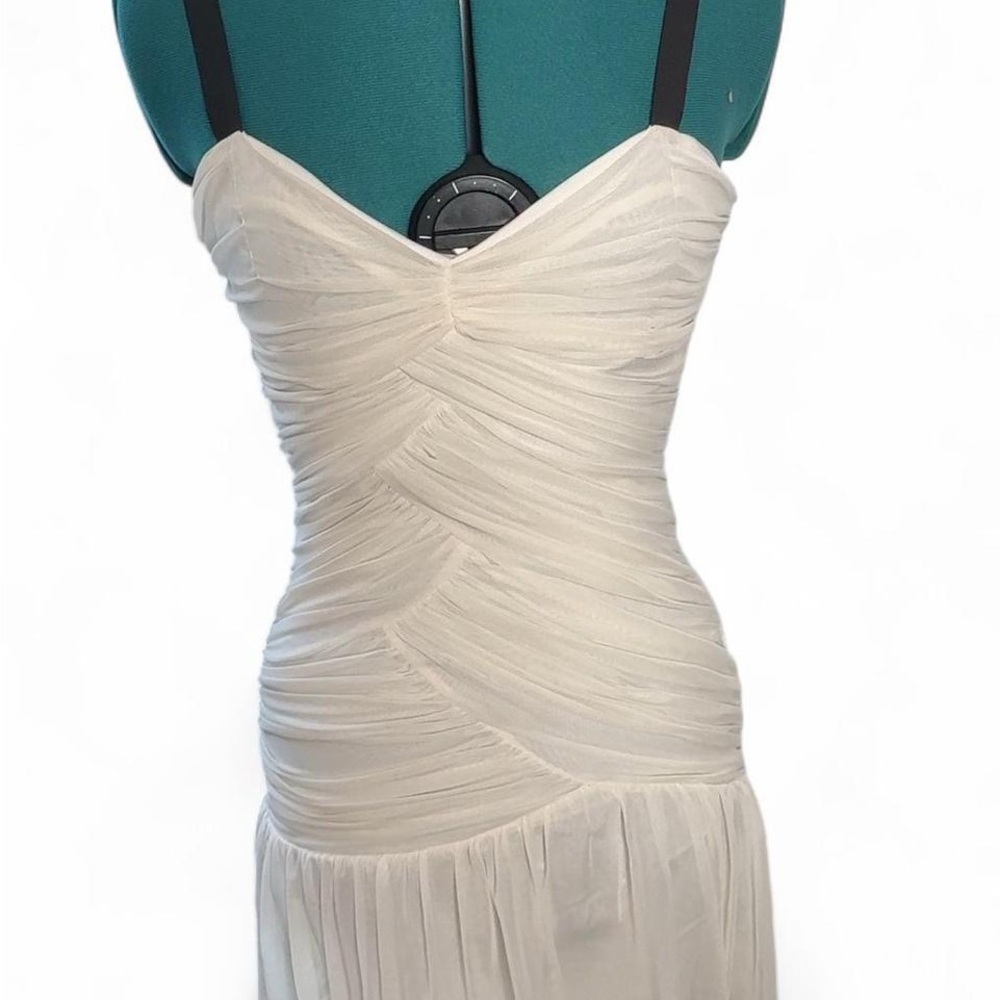 White Rok Luxe ruched adjustable straps mini dress